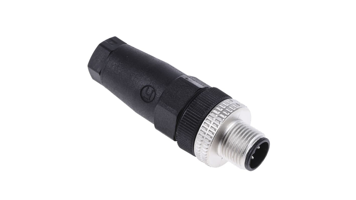 Telemecanique Sensors Circular Connector, 4 Contacts, Cable Mount, M12 Connector, Plug, Male, IP67, XZCC Series