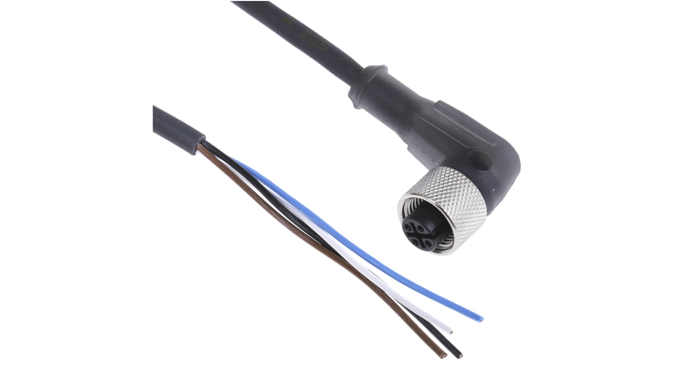 Telemecanique Sensors Right Angle Female 4 way M12 to Unterminated Sensor Actuator Cable, 2m