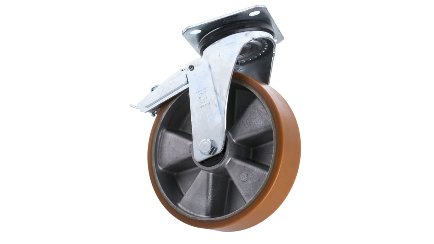 Roulette industrielle Pivotant avec frein LAG, Acier zingué, Ø 200mm, 300kg