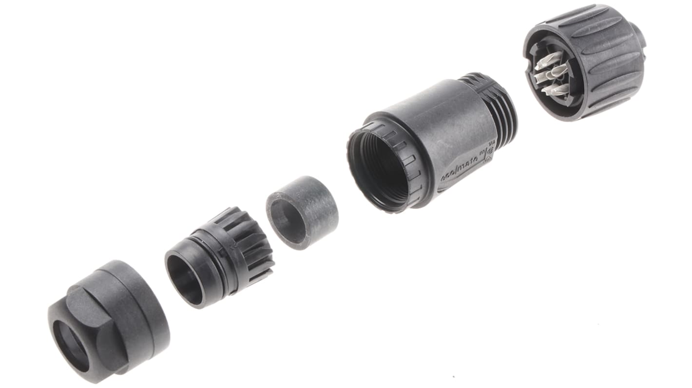 Conector circular Amphenol Industrial hembra serie Ecomate M de 6 + PE vías hembra, montaje aéreo, IP67