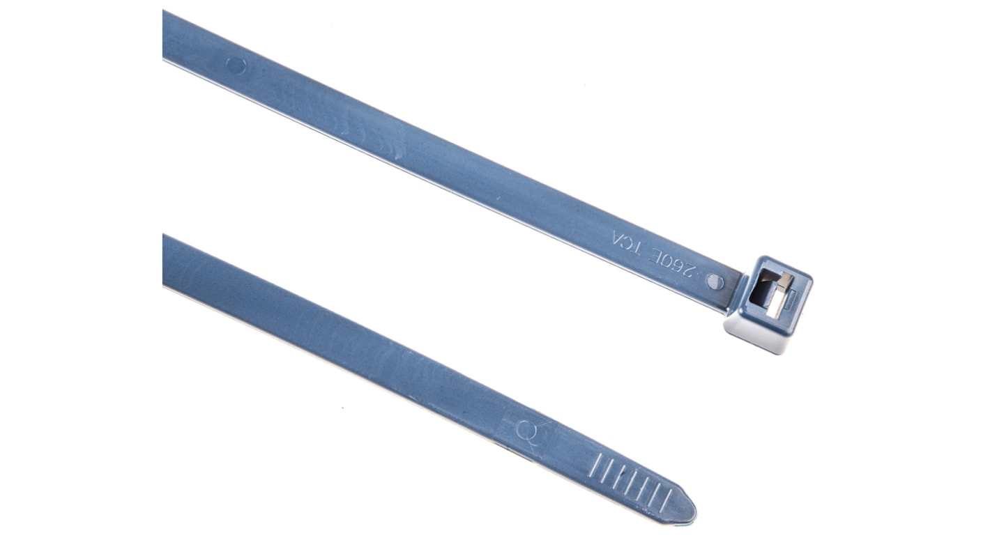 HellermannTyton Cable Tie, 380mm x 7.6 mm, Blue Polyamide 6.6 (PA66), Pk-100