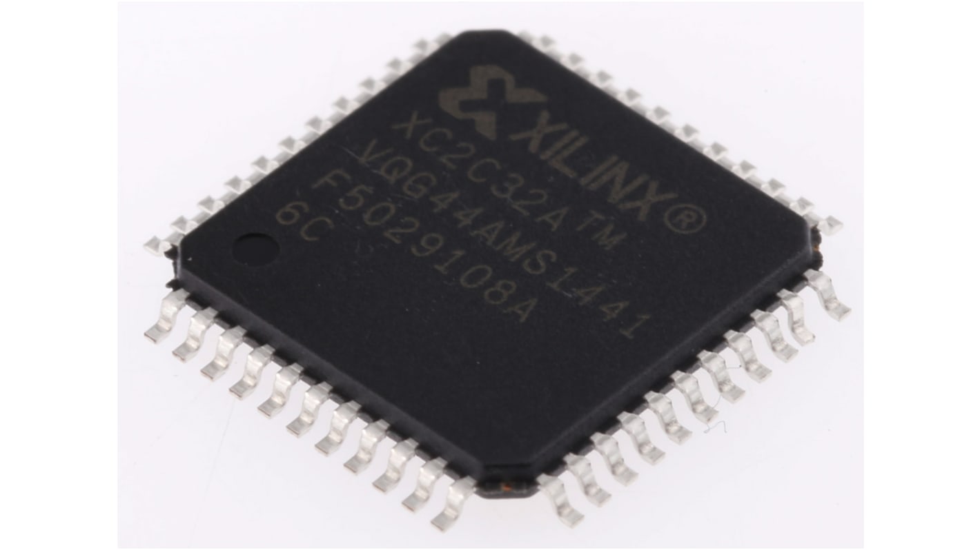 CPLD, Xilinx, XC2C32A-6VQG44C, CoolRunner II, 32 Cellules, 33 I/O, 2 Labs, ISP, VTQFP 44