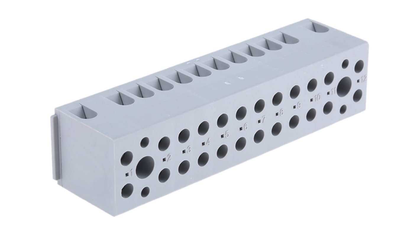 Phoenix Contact UK Series G 5/12 Non-Fused Terminal Block, 12-Way, 32A, 24 → 12 AWG Wire, Screw Down Termination