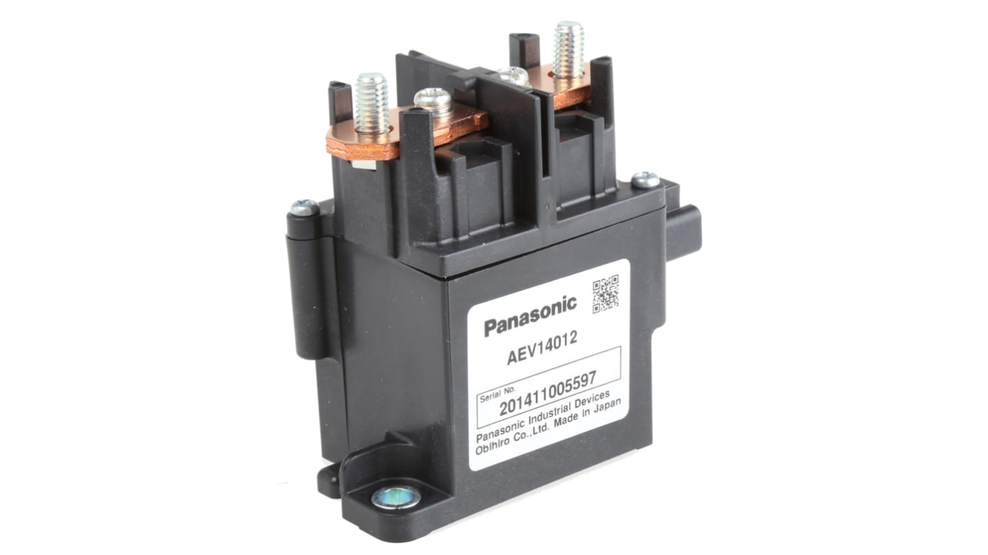 Relé para automoción Panasonic, SPST, bobina 12V dc, conmutación 120A, montaje por reborde