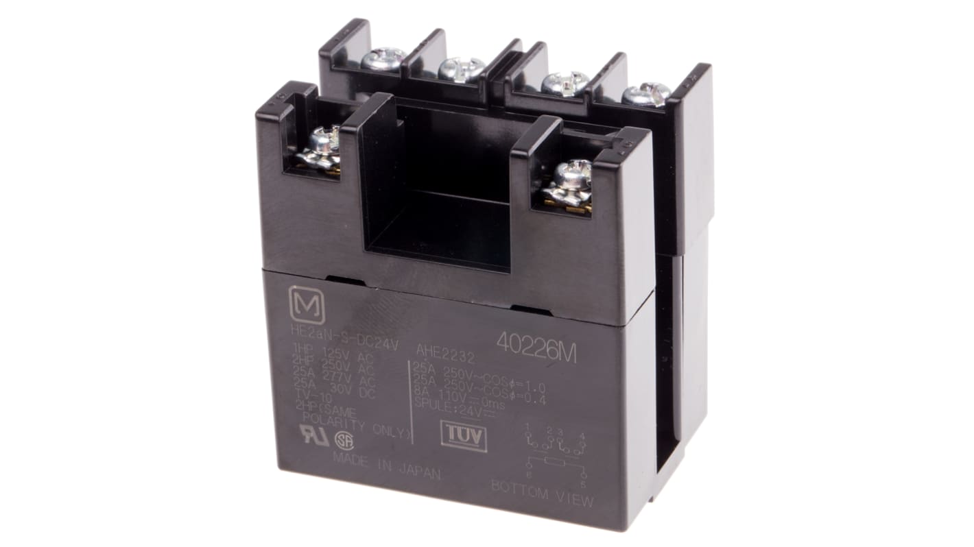 Panasonic PCB Mount Power Relay, 24V dc Coil, 30A Switching Current, DPST