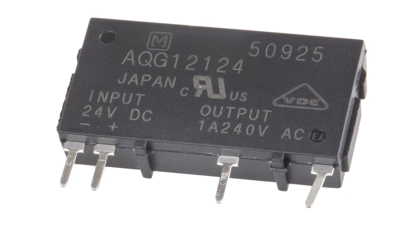Relè a stato solido AQG12124, Montaggio su circuito stampato, 1 A, 264 V, Zero Cross