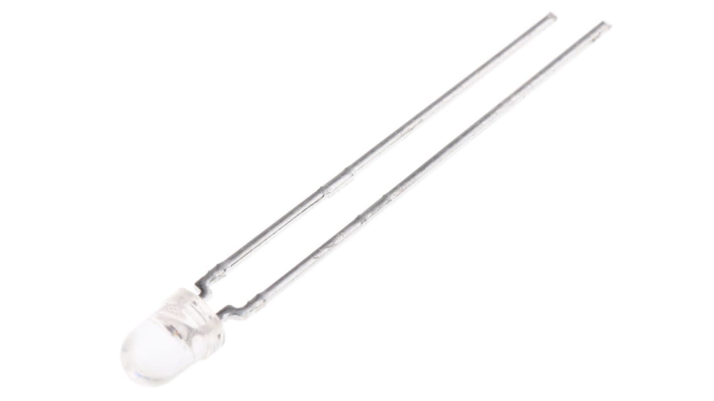 LED IR Vishay de LEDs, λ 875nm, 360mW/sr, 24mW, encapsulado 3 mm (T-1) de 2 pines, mont. pasante