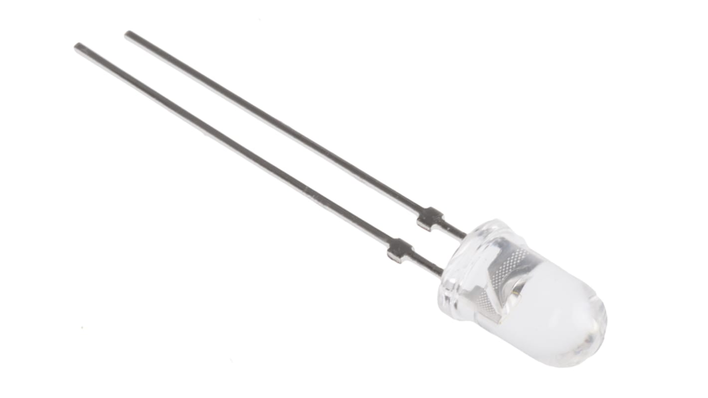 LED IR Vishay de LEDs, λ 890nm, 180mW/sr, 50mW, 20°, encapsulado 5 mm (T-1 3/4) de 2 pines, mont. pasante