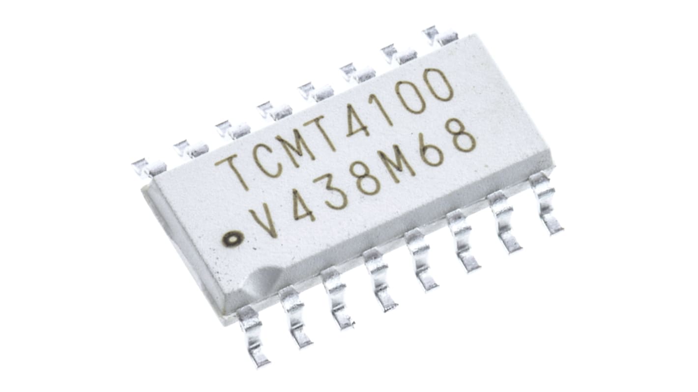 Optoacoplador Vishay TCMT de 4 canales, Vf= 1.6V, Viso= 3750 V ac, IN. DC, OUT. Transistor, mont. superficial,