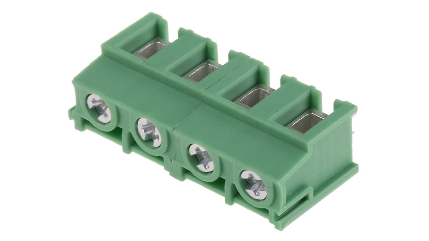 Phoenix Contact PT 2.5/ 4-7.5-H Series PCB Terminal Block, 4-Contact, 7.5mm Pitch, Through Hole Mount, Screw Termination