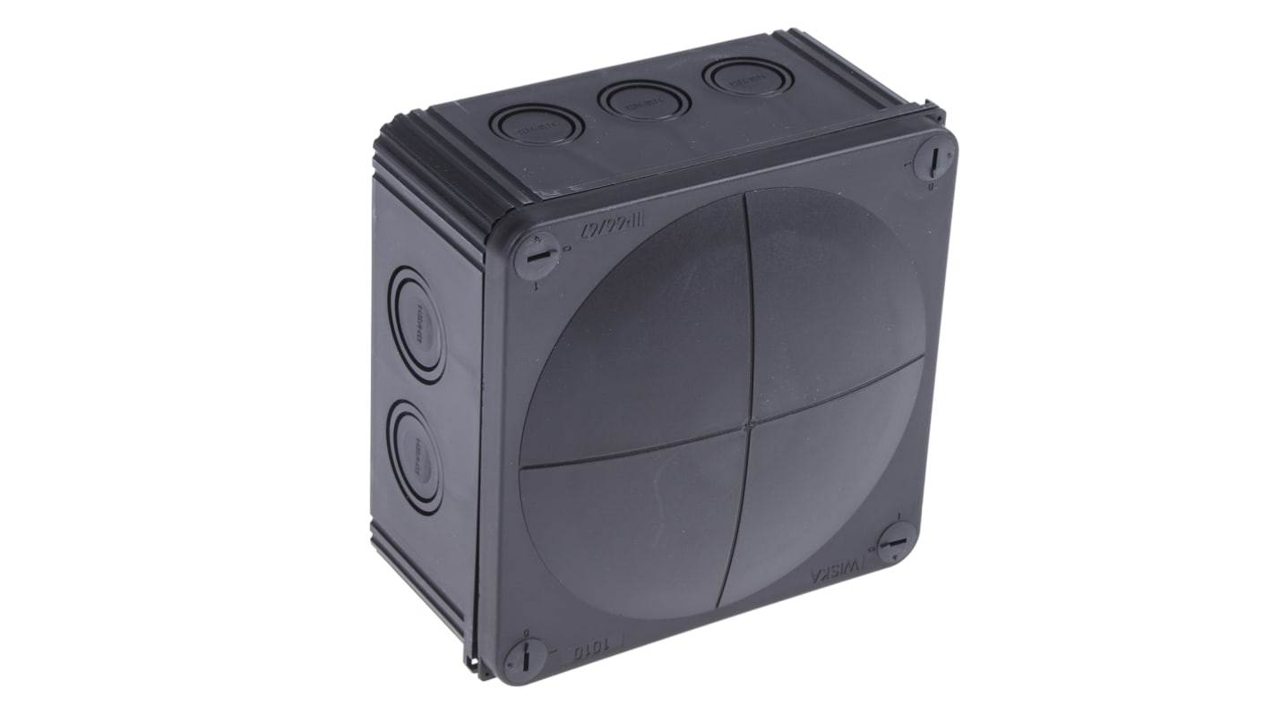 Caja de conexiones WISKA 62215, 14, Polipropileno, Negro, 140mm, 140mm, 82mm, 140 x 140 x 82mm, IP66, IP67