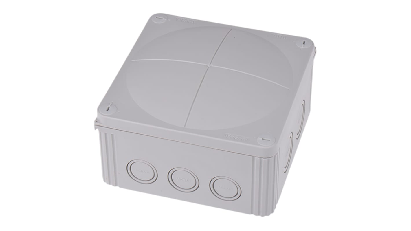 Caja de conexiones WISKA 60703, 14, Polipropileno, Gris, 140mm, 140mm, 82mm, 140 x 140 x 82mm, IP66, IP67