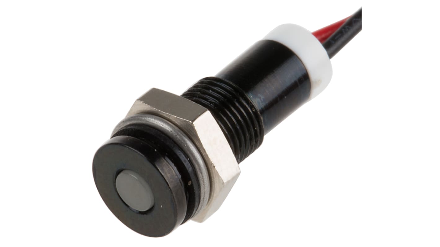 RS PRO White Panel Mount Indicator, 2V dc, 6mm Mounting Hole Size, Lead Wires Termination, IP67