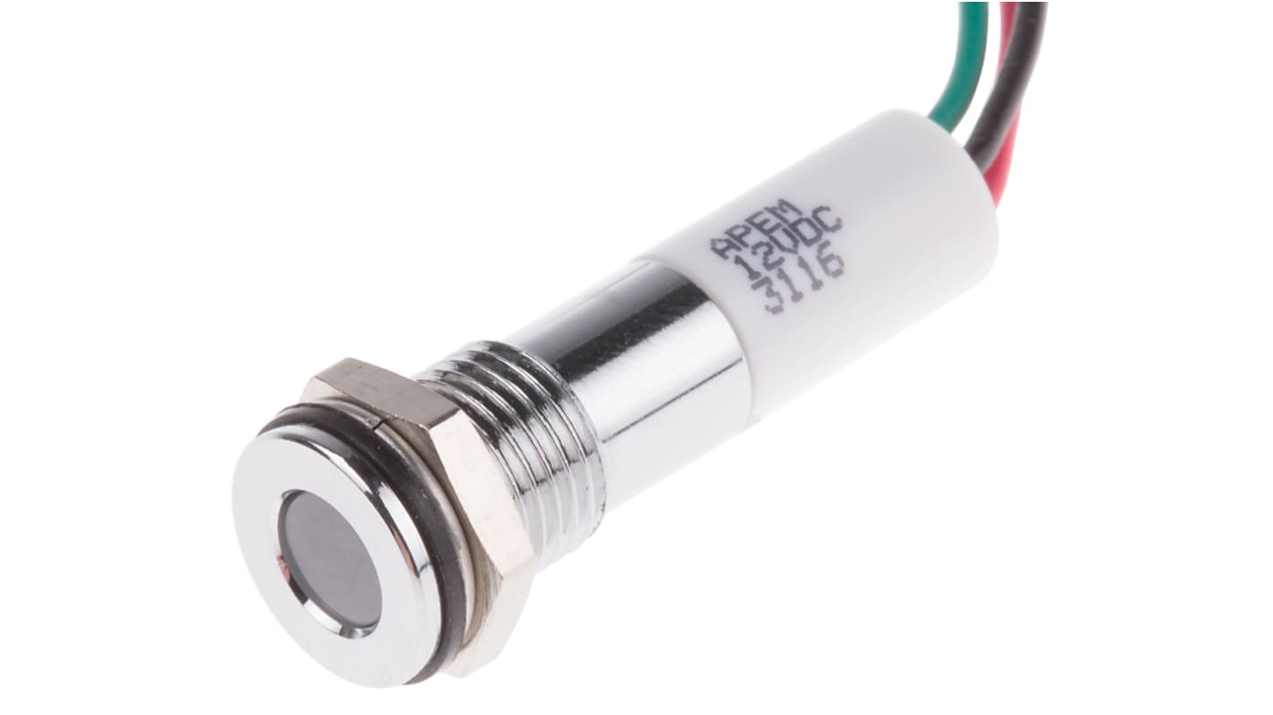 Indicatore da pannello RS PRO  a LED, 12V cc, IP67, A filo, foro da 8mm