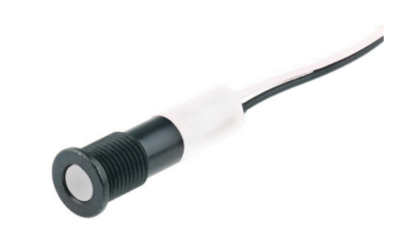 RS PRO White Panel Mount Indicator, 2V dc, 8mm Mounting Hole Size, Lead Wires Termination, IP67