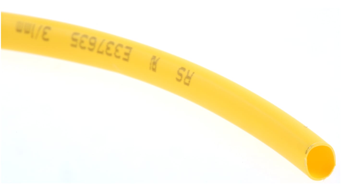 RS PRO Heat Shrink Tubing, Yellow 3mm Sleeve Dia. x 10m Length 31
