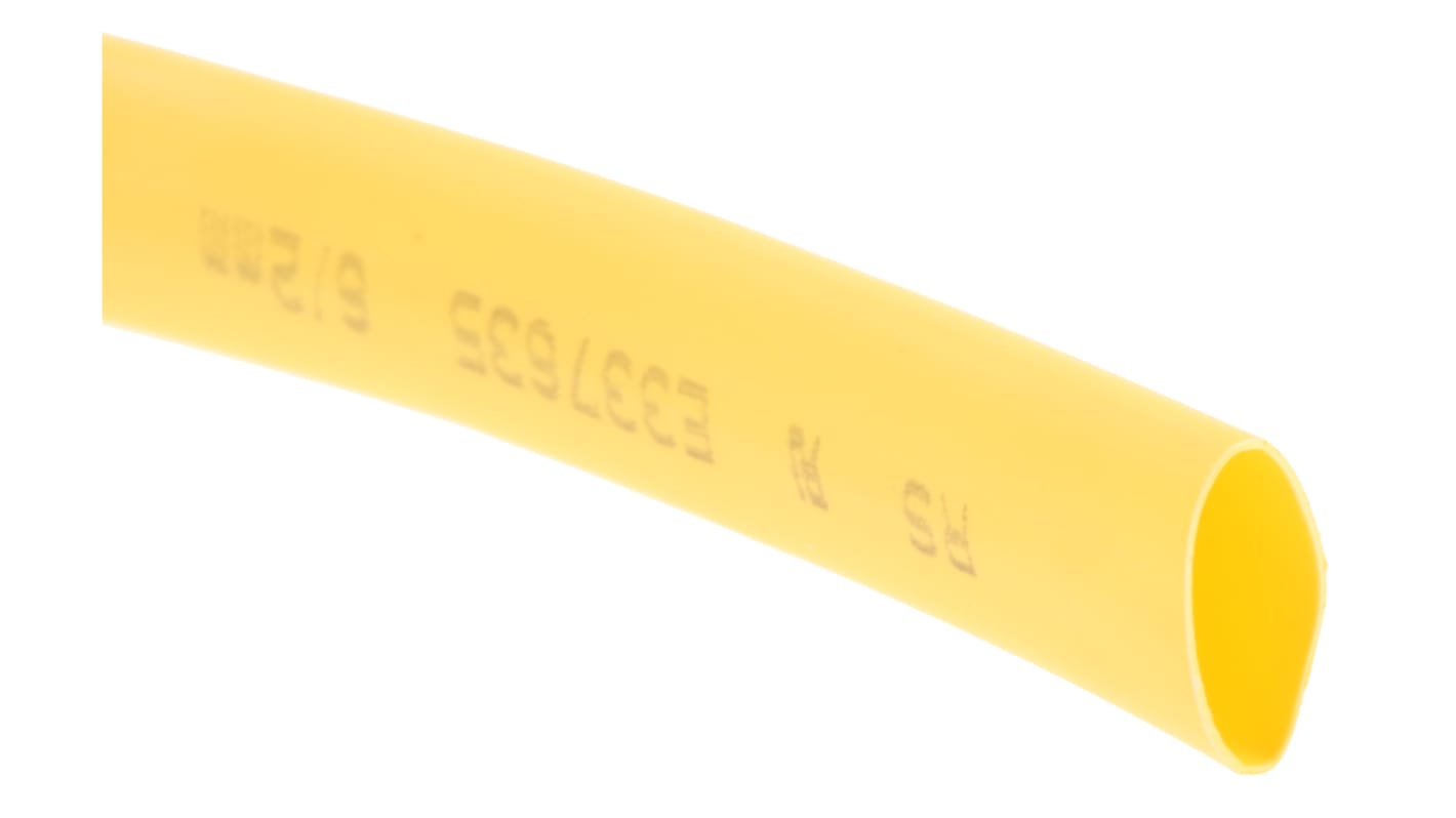 Tubo termorretráctil RS PRO de Poliolefina Amarillo, contracción 3:1, Ø 6mm, long. 7m