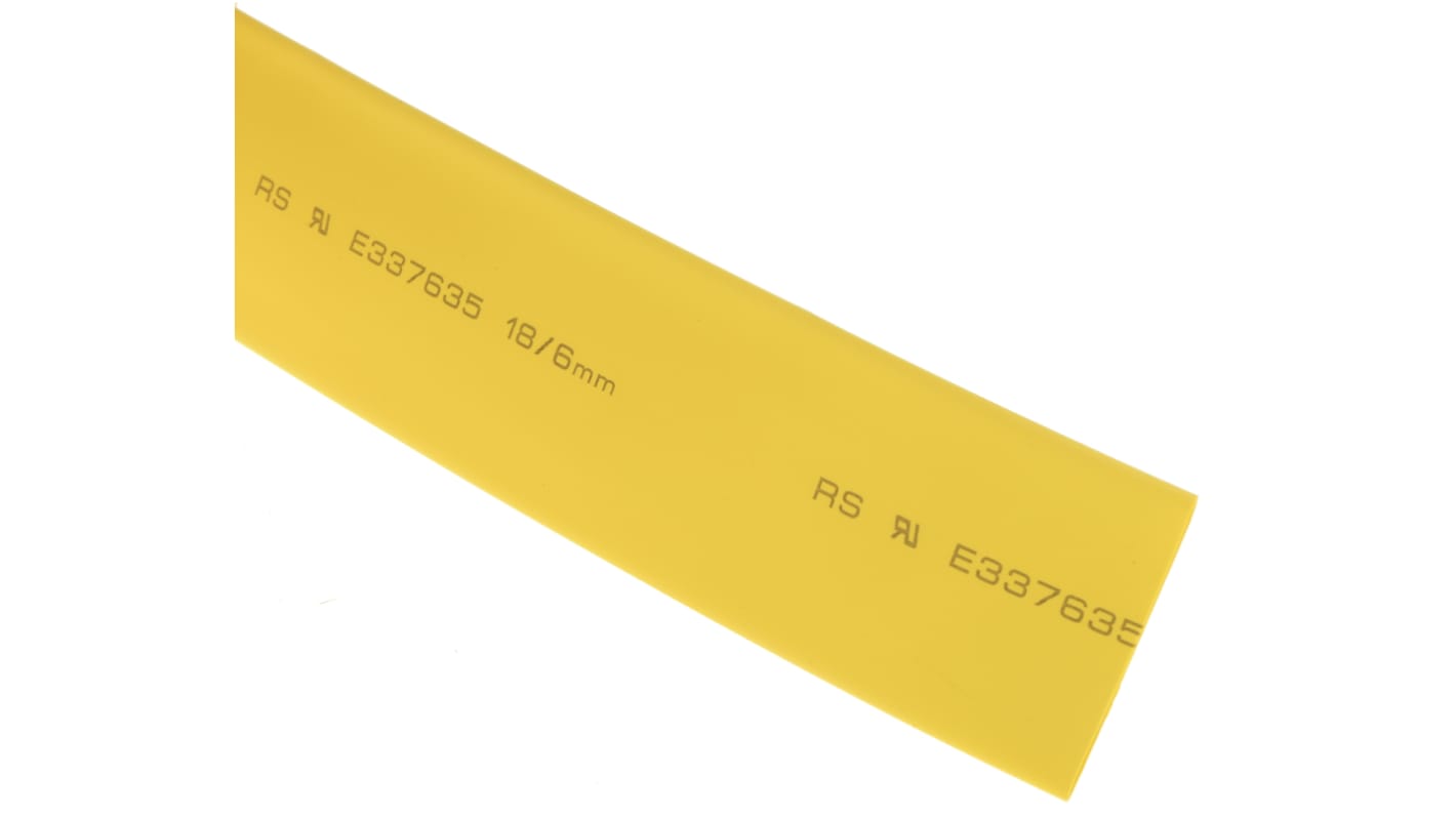 Guaina termorestringente RS PRO Ø 18mm, col. Giallo, restringimento 3:1, L. 3m