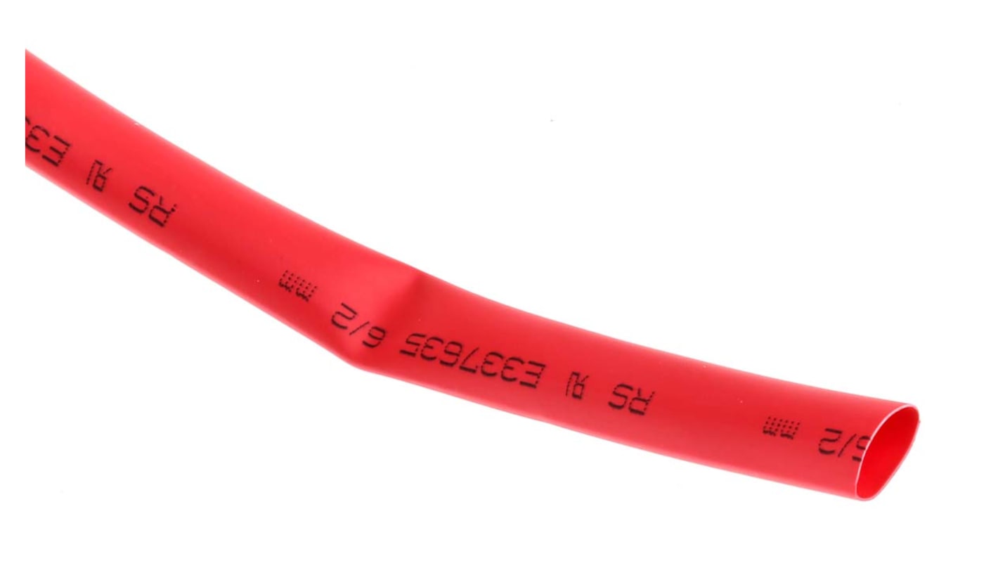 RS PRO Heat Shrink Tubing, Red 6mm Sleeve Dia. x 7m Length 3:1 Ratio