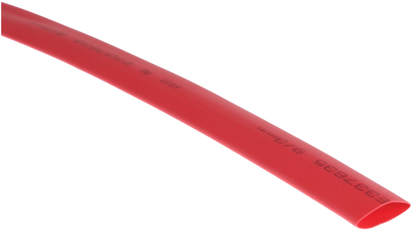 RS PRO Heat Shrink Tubing, Red 9mm Sleeve Dia. x 5m Length 3:1 Ratio