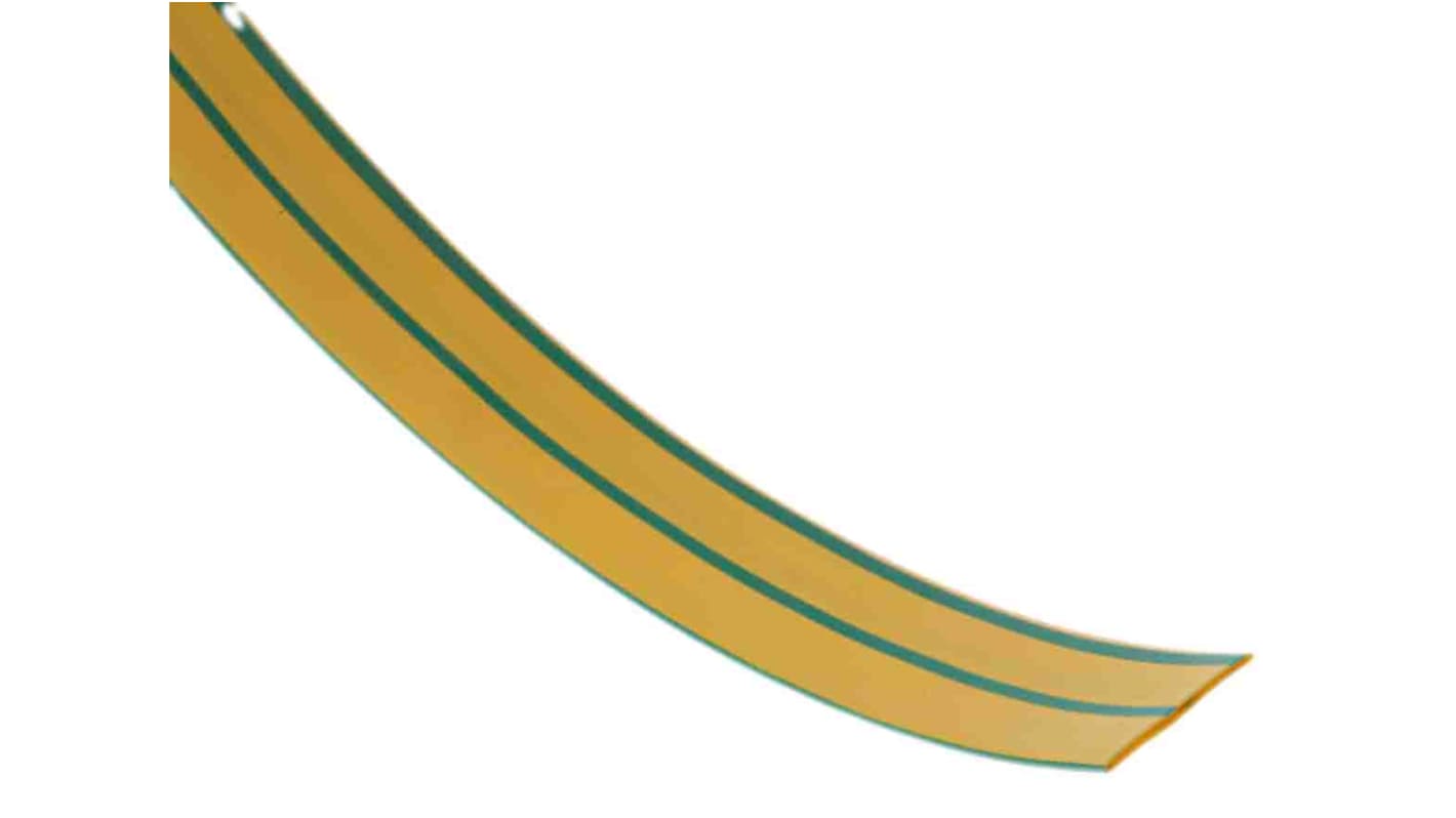 RS PRO Heat Shrink Tubing, Green, Yellow 12mm Sleeve Dia. x 4m Length 3:1 Ratio