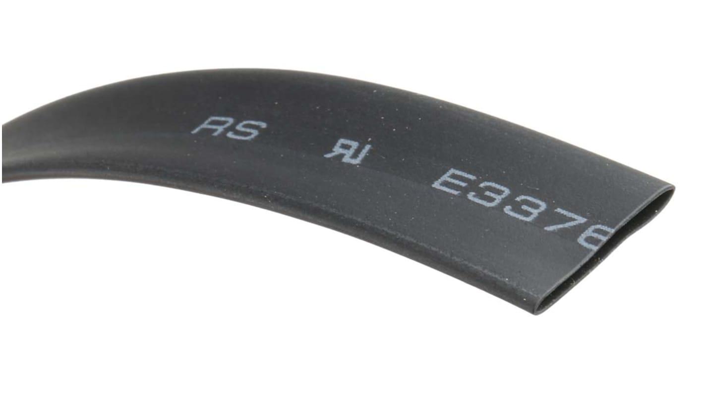 RS PRO Heat Shrink Tubing, Black 9.5mm Sleeve Dia. x 6m Length 2:1 Ratio