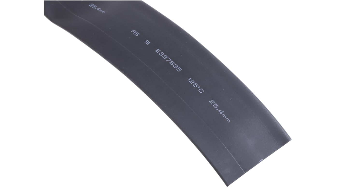 RS PRO Heat Shrink Tubing, Black 25.4mm Sleeve Dia. x 3m Length 2:1 ...