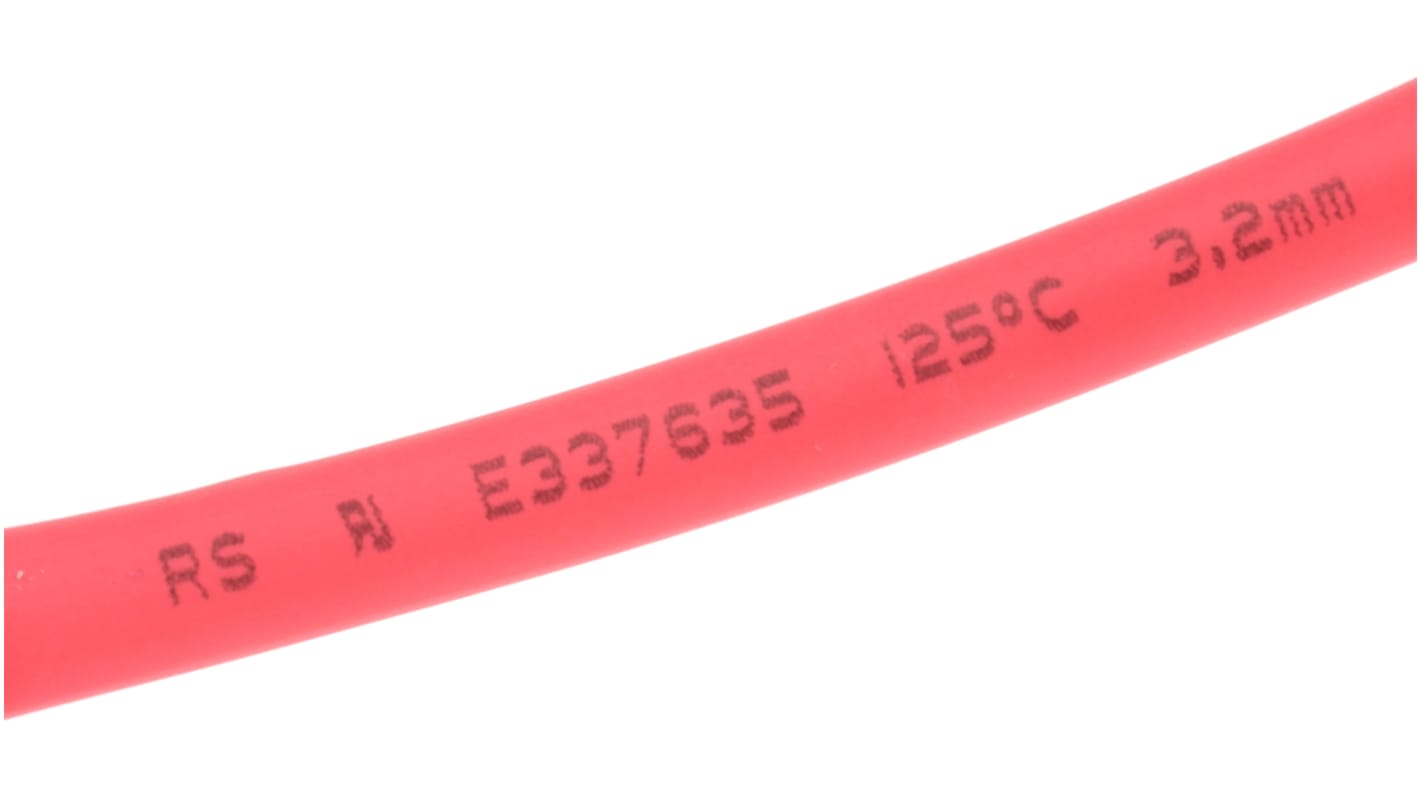 RS PRO Heat Shrink Tubing, Red 3.2mm Sleeve Dia. x 10m Length 2:1 Ratio