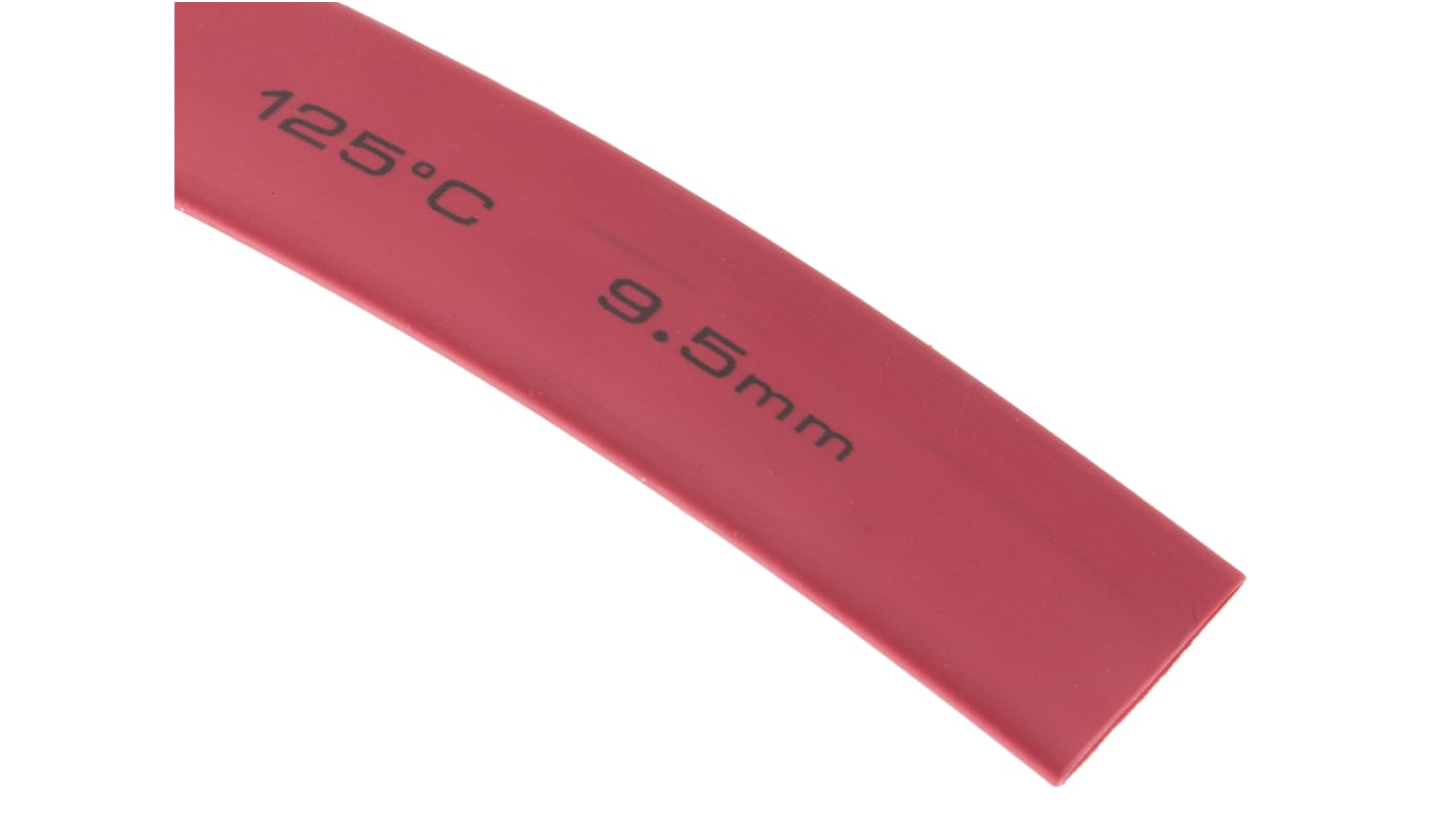 Guaina termorestringente RS PRO Ø 9.5mm, col. Rosso, restringimento 2:1, L. 6m