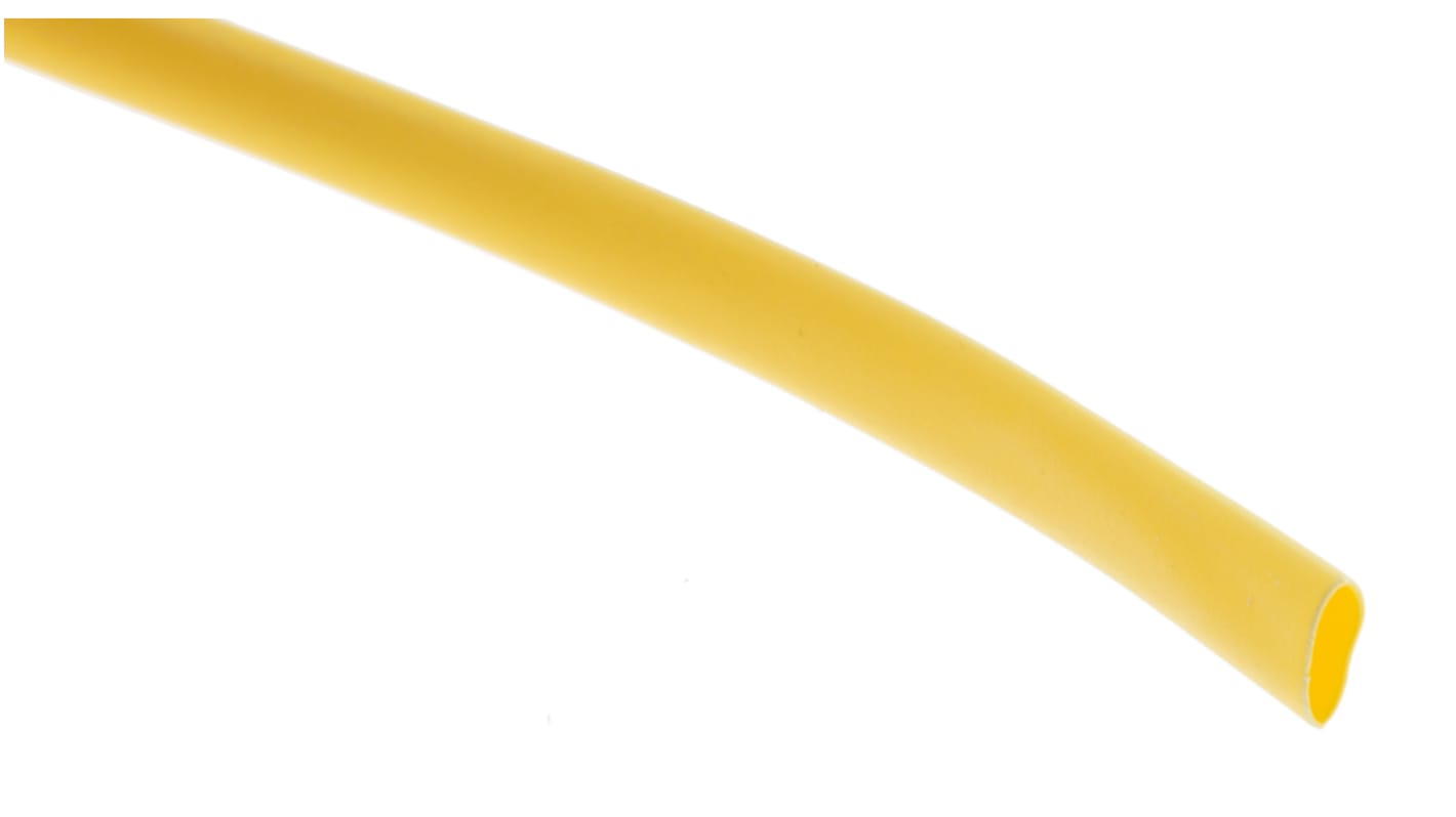 RS PRO Heat Shrink Tubing, Yellow 2.4mm Sleeve Dia. x 10m Length 2:1 Ratio