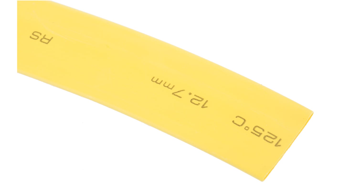 Tubo termorretráctil RS PRO de Poliolefina Amarillo, contracción 2:1, Ø 12.7mm, long. 6m