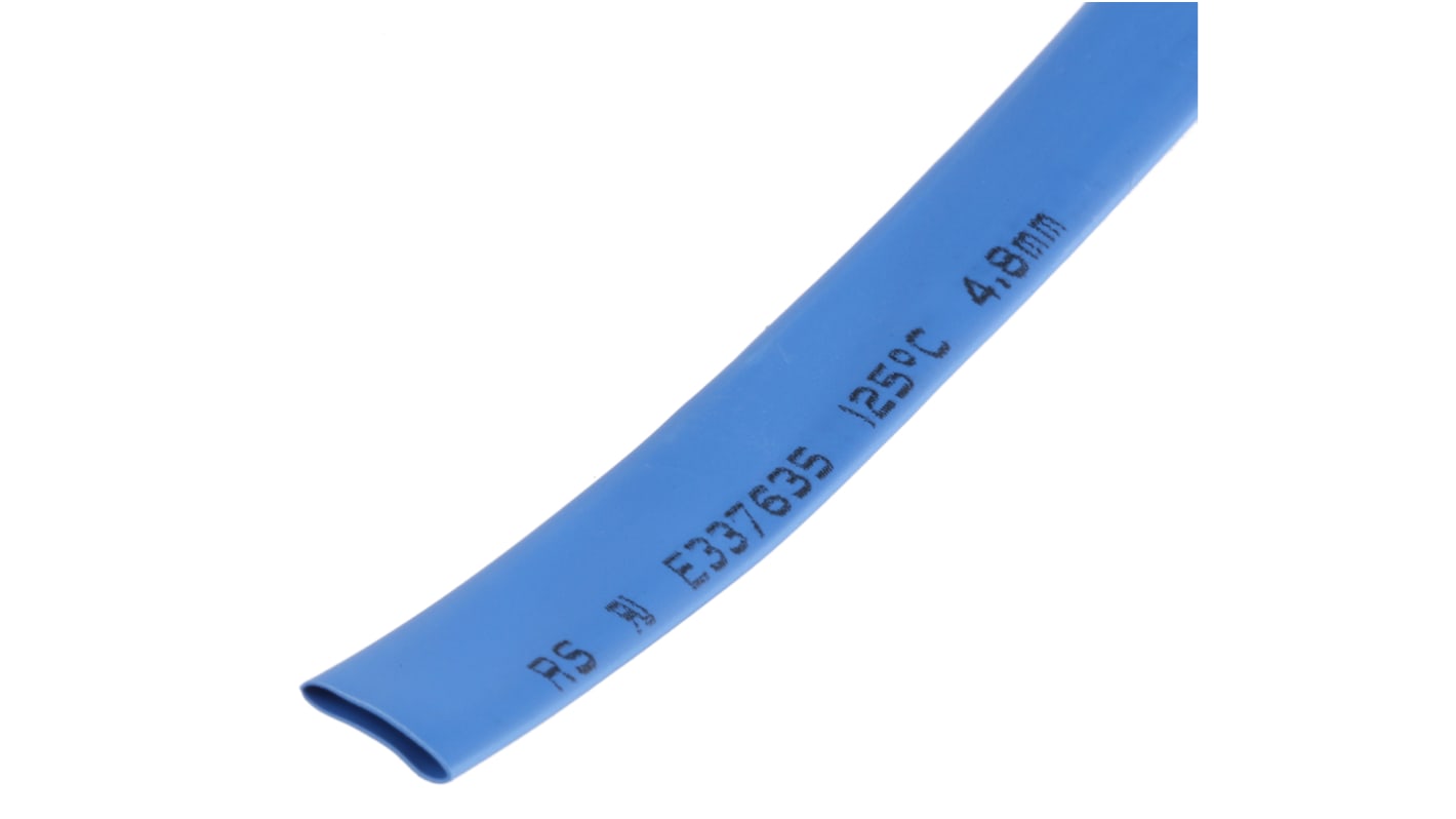 Tubo termorretráctil RS PRO de Poliolefina Azul, contracción 2:1, Ø 4.8mm, long. 9m