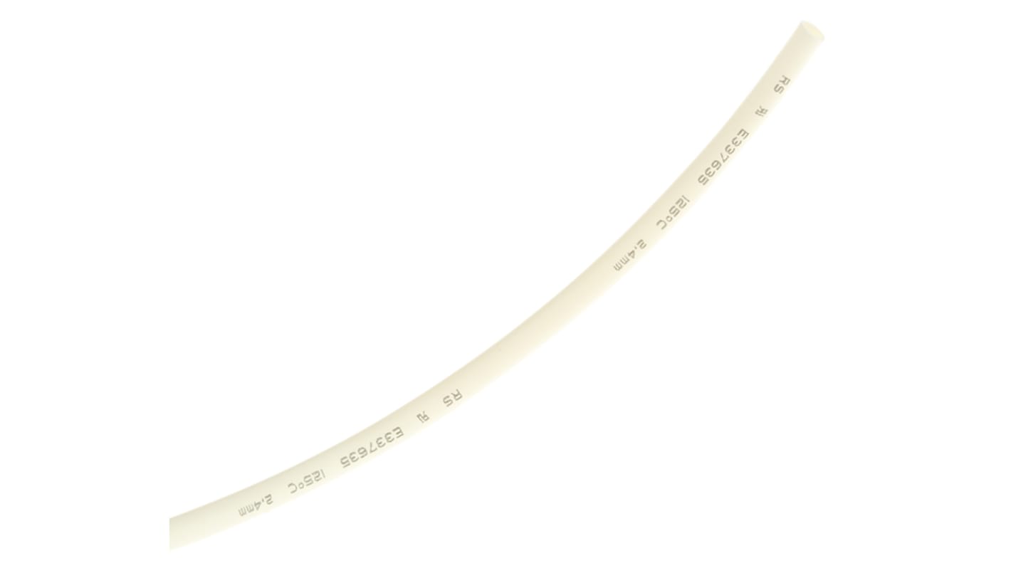 Guaina termorestringente RS PRO Ø 2.4mm, col. Bianco, restringimento 2:1, L. 10m