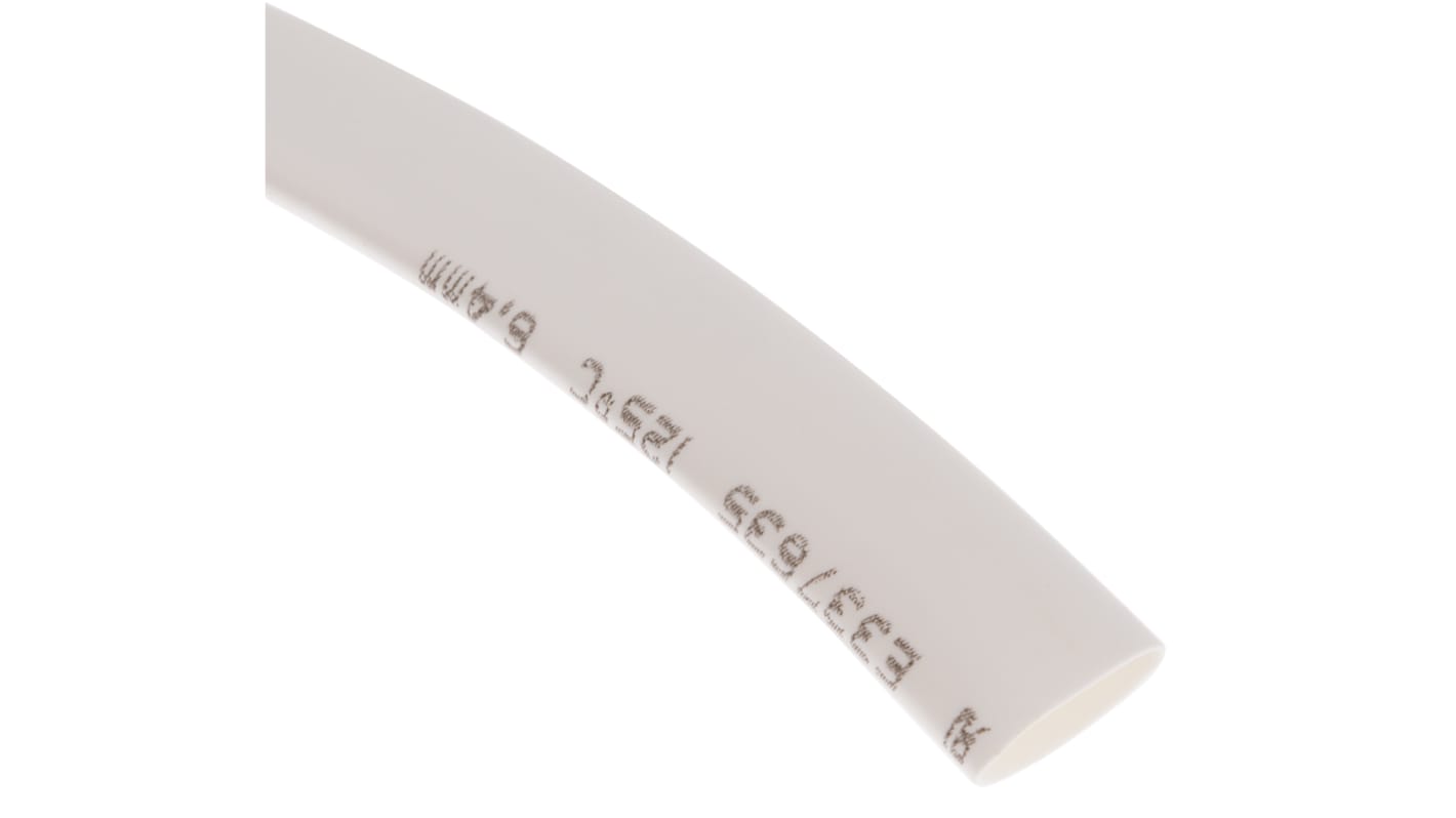 RS PRO Heat Shrink Tubing, White 6.4mm Sleeve Dia. x 8m Length 2:1 Ratio