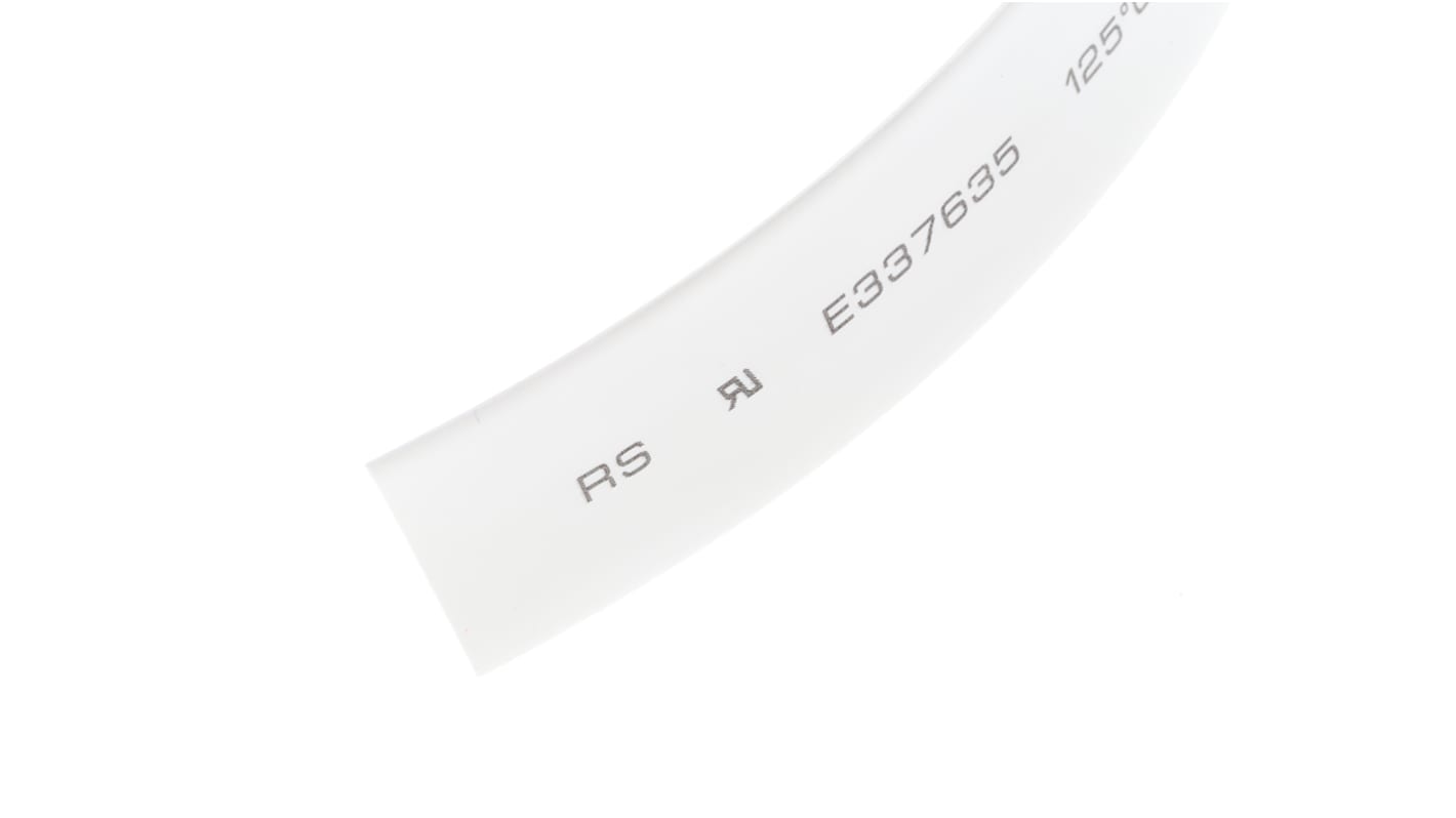 RS PRO Heat Shrink Tubing, White 12.7mm Sleeve Dia. x 6m Length 2:1 Ratio