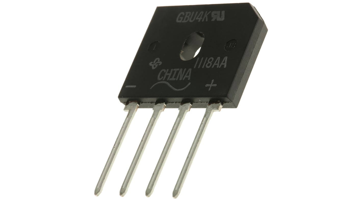 Vishay Brückengleichrichter, 1-phasig 4A 800V THT 1V GBU 4-Pin 5μA