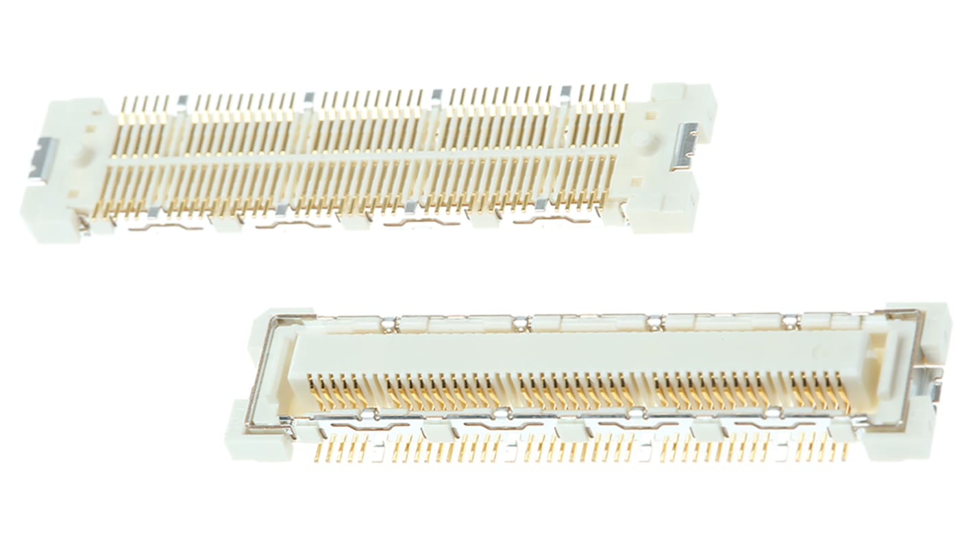 Hirose FX10 Series Straight Surface Mount PCB Socket, 80-Contact, 2-Row, 0.5mm Pitch, Solder Termination