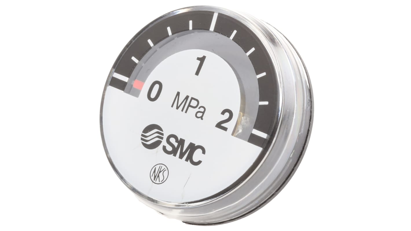 SMC Analogue Pressure Gauge 2MPa Back Entry, G27-20-R1, 0MPa min.