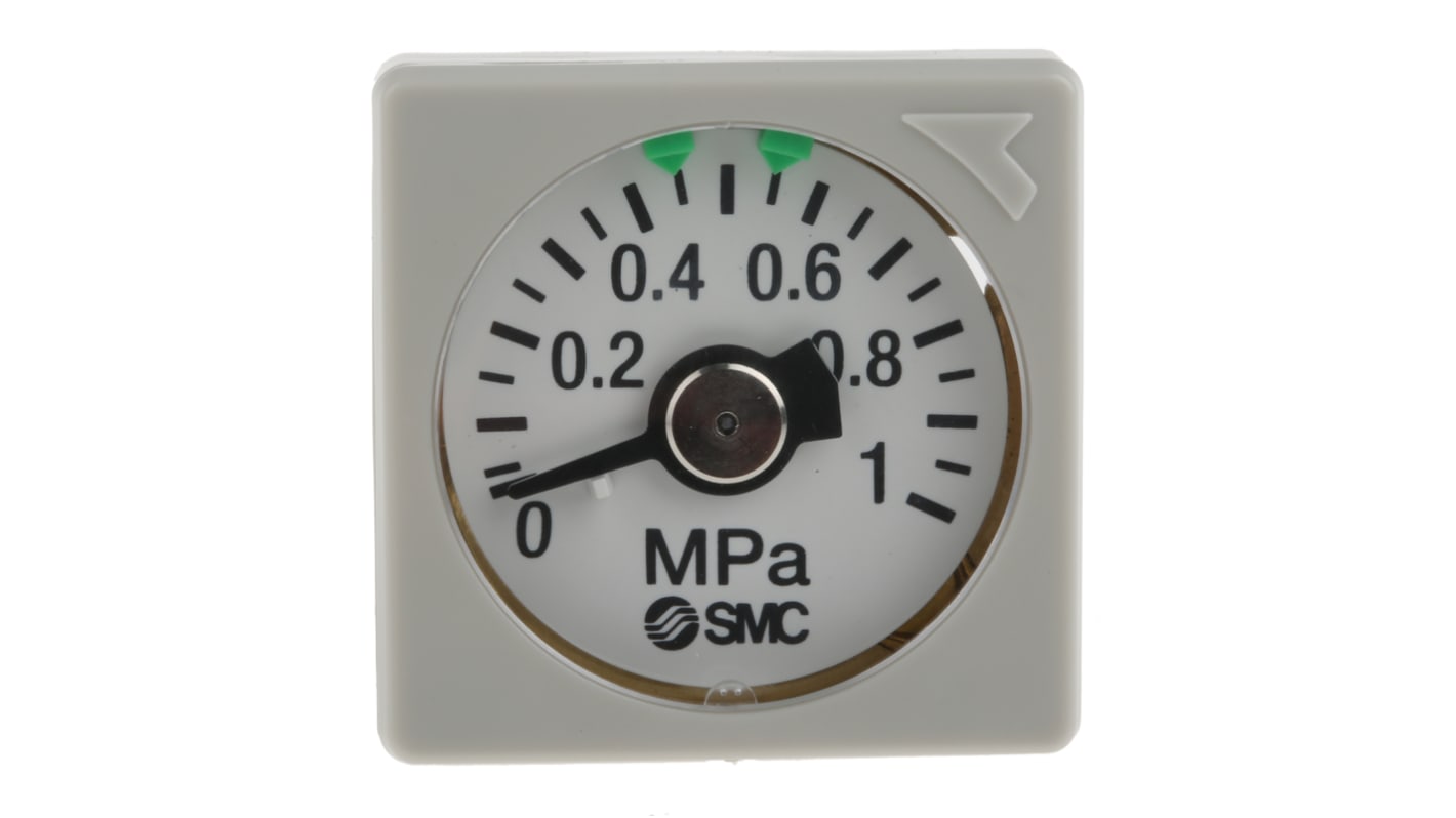 SMC Druckmessgerät Prozessanschluss hinten Analog 0MPa → 1MPa ± 5%, Ø 27mm