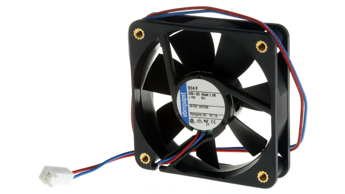 ebm-papst 600 F Series Axial Fan, 24 V dc, DC Operation, 29m³/h, 1.1W, 60 x 60 x 15mm