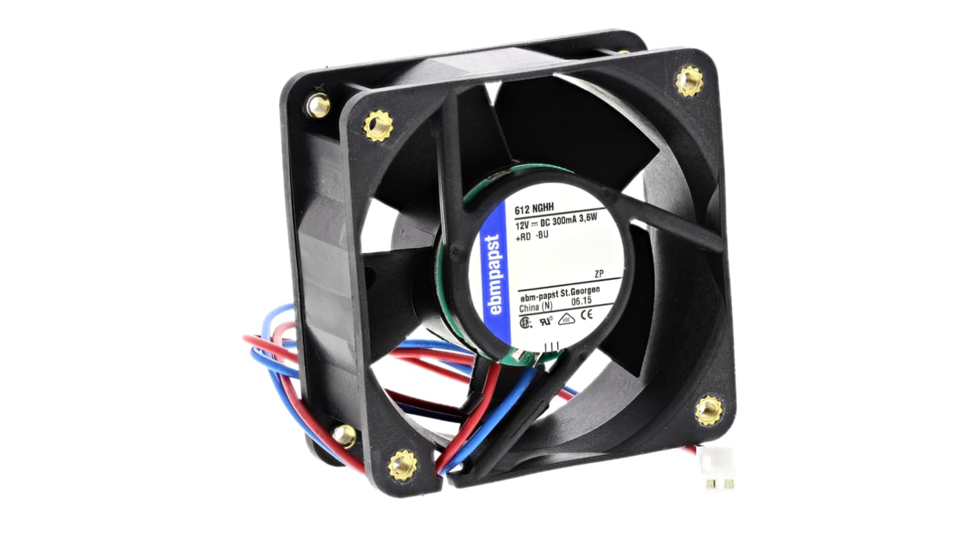 Axiální ventilátor, řada: 600 N DC, 60 x 60 x 25mm, průtok vzduchu: 56m³/h 3.8W 12 V DC