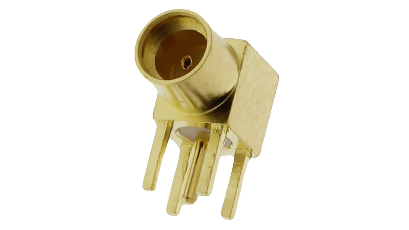 Amphenol RF, jack Through Hole MMCX Connector, 50Ω, Solder Termination, Right Angle Body