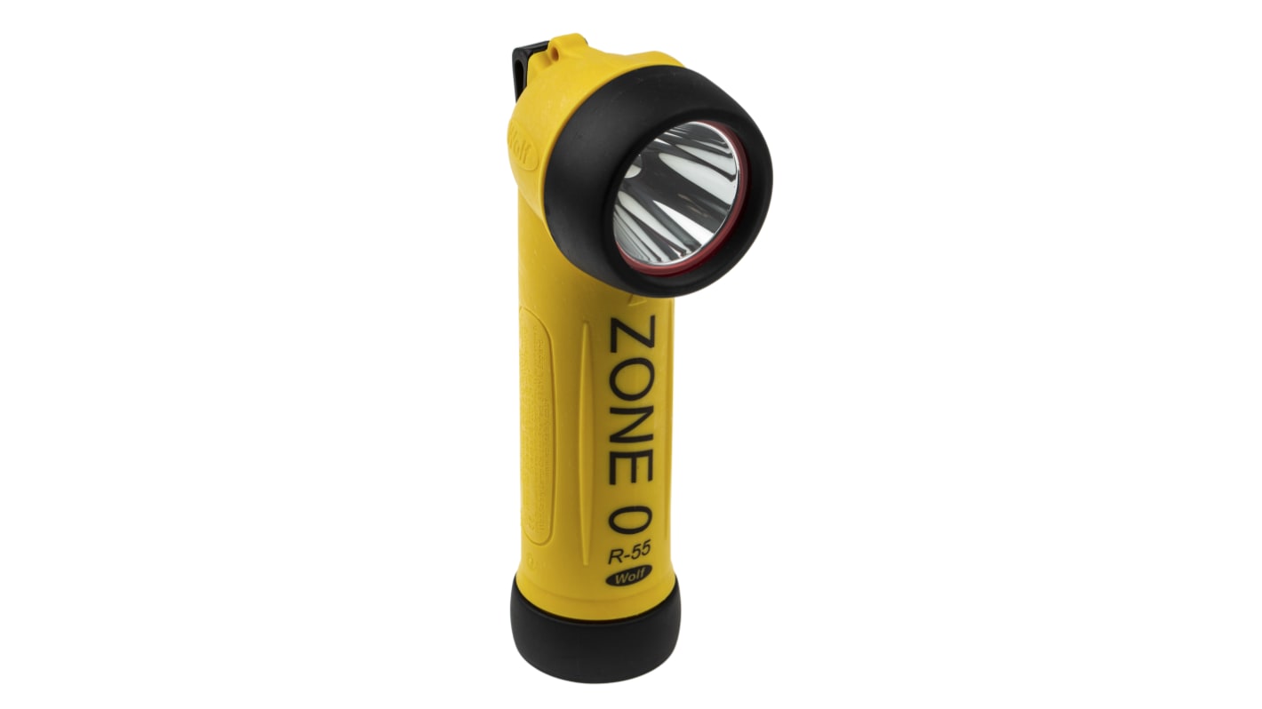 Wolf Safety ATEX, IECEx LED Torch Yellow - Rechargeable 80 lm, 195 mm