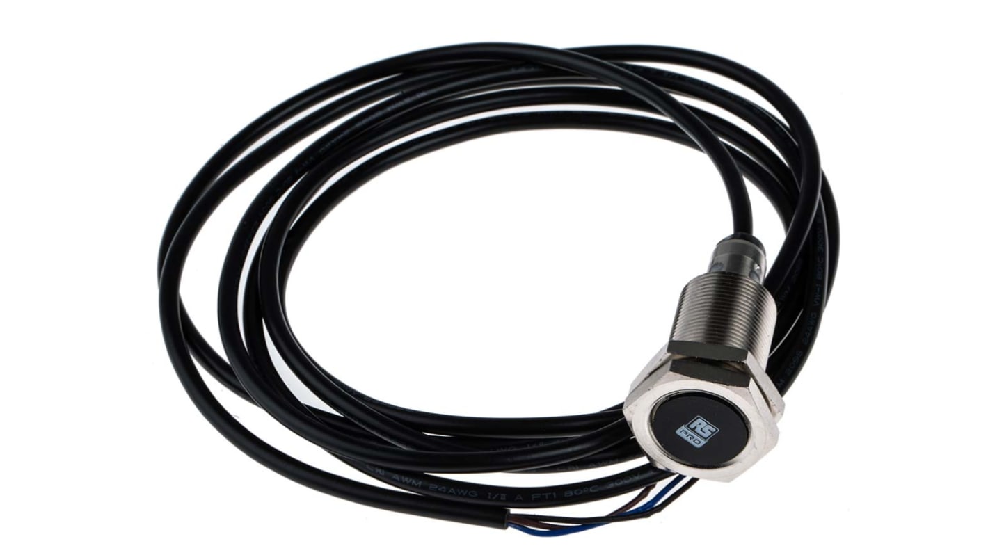 Sensor de proximidad RS PRO, M18 x 1, alcance 5 mm, salida PNP, 10 → 30 V dc, IP67, 1kHz