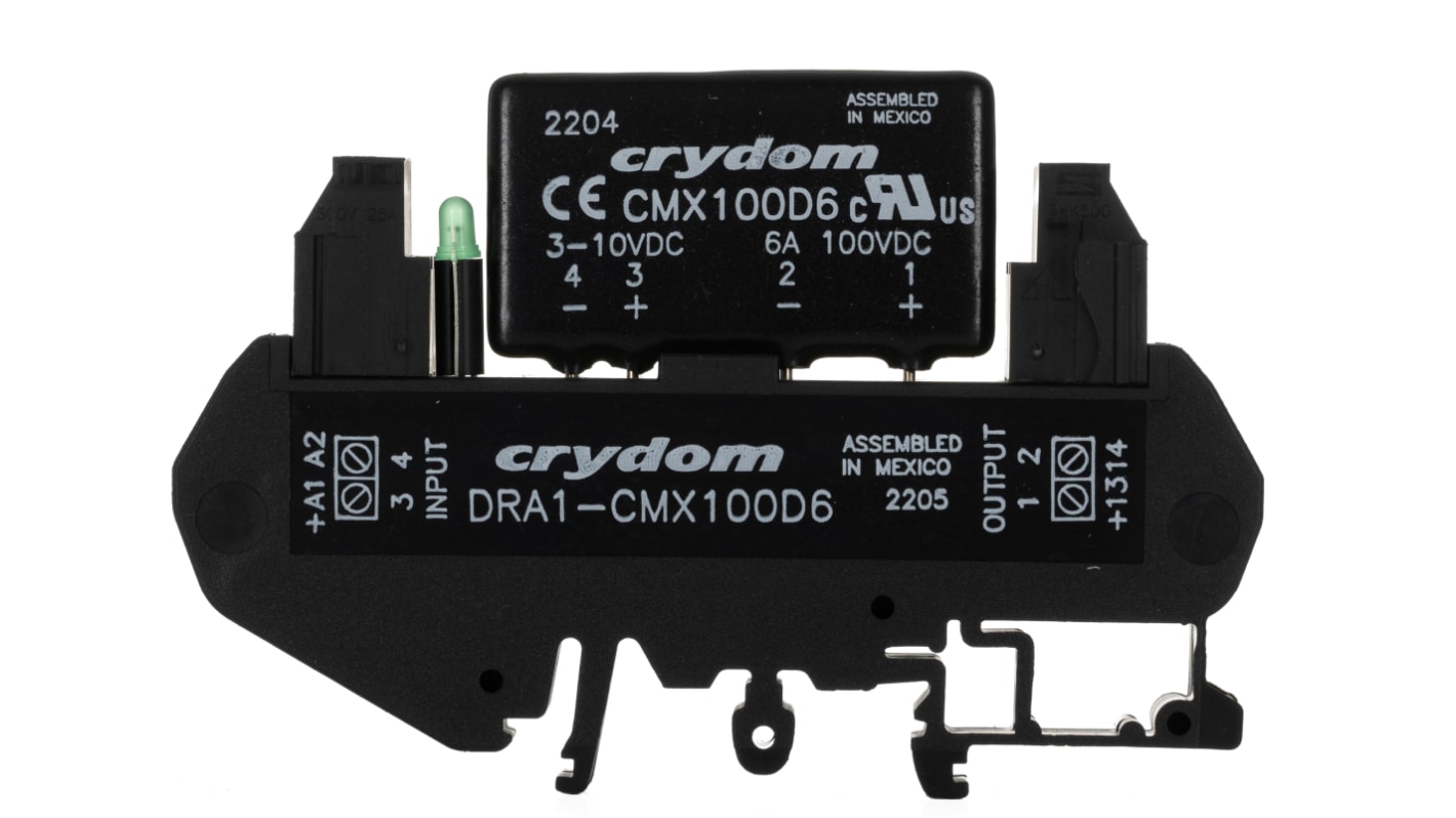 Relè di interfaccia a stato solido Sensata Crydom, Guida DIN, 10 V cc, 6 A, 100 V cc