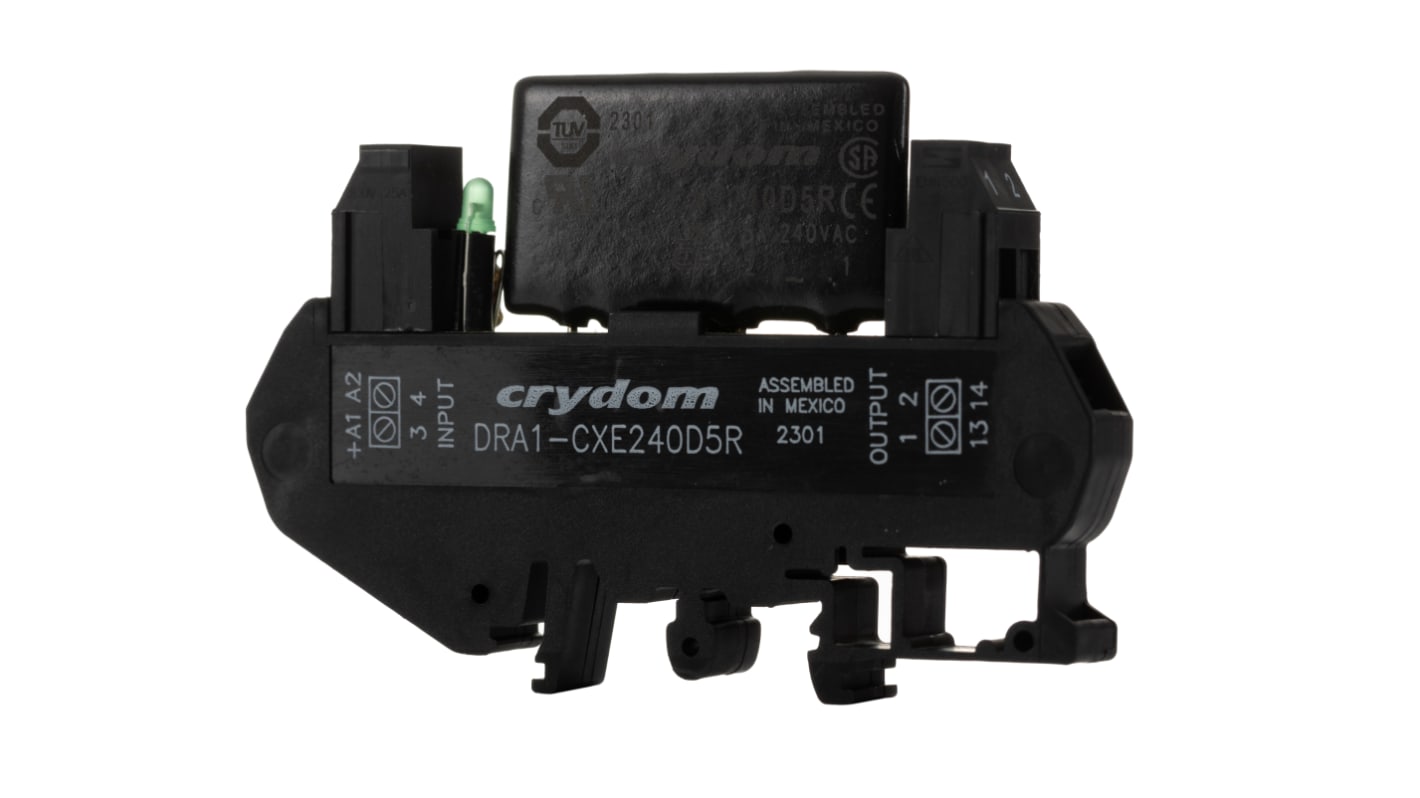 Sensata Crydom DRA Series Series Solid State Interface Relay, 32 V dc Control, 5 A rms Load, DIN Rail Mount
