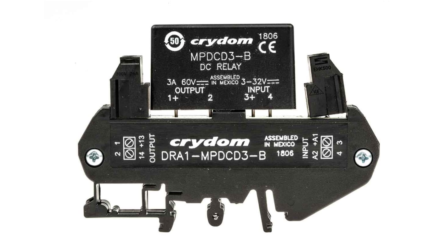 Sensata / Crydom DRA1-MP Series Solid State Interface Relay, 32 V dc Control, 3 A Load, DIN Rail Mount