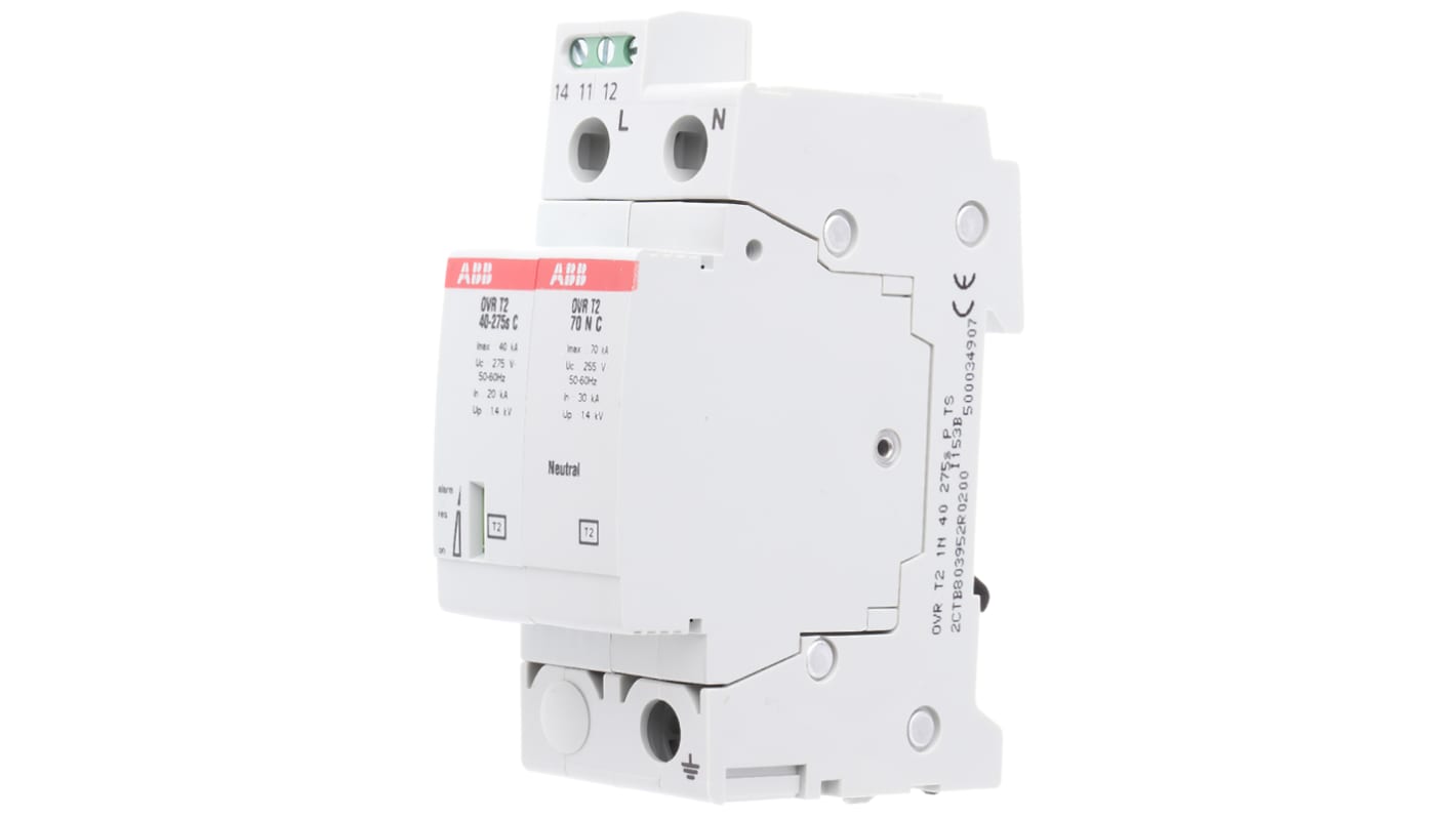 1 Phase Industrial Surge Protector, 40kA, 275 V, DIN Rail Mount