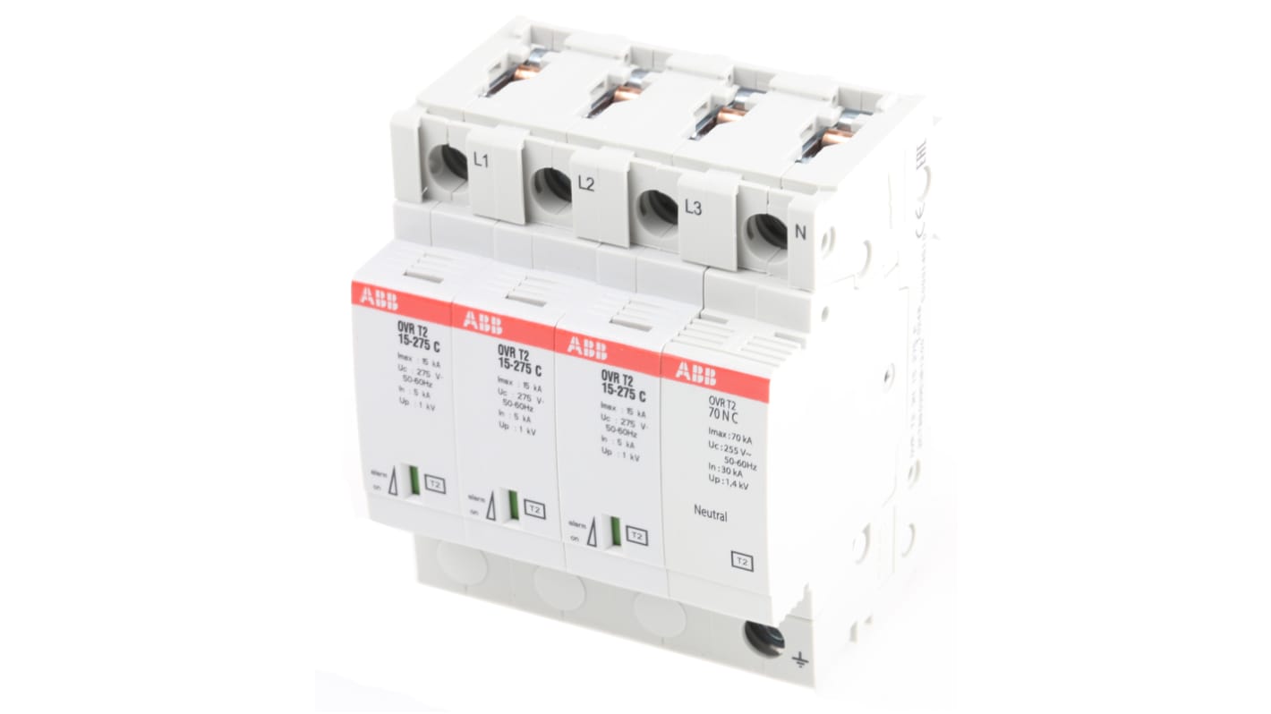 3 Phase Industrial Surge Protector, 15kA, 275 V, DIN Rail Mount