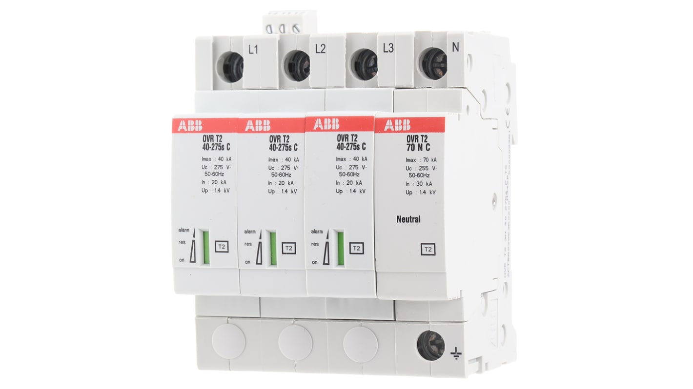 3 Phase Industrial Surge Protector, 40kA, 275 V, DIN Rail Mount